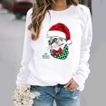 thumbnail image 2 of Blusa de manga larga con estampado de gato de Navidad y costura informal con cuello redondo para mujer Fridja fksj644, 2 of 5