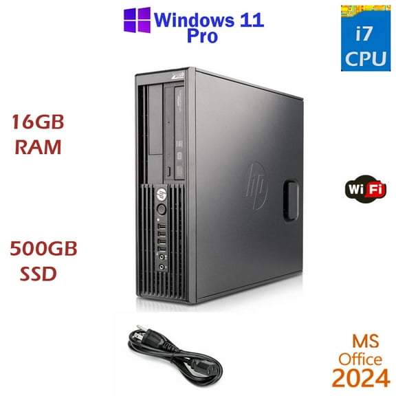 Restored Windows 11 HP i7 3.4 ghz 16GB RAM 500GB SSD WiFi Desktop Computer PC Office24 (Refurbished)