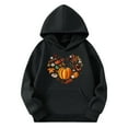 thumbnail image 4 of Sookity Kids Halloween Hoodies Long Sleeve Hooded Shirts Cute Graphic Hoodie Tops Loose Comfy Sweatshirts for Little Girls with Pockets Black,5 Years Girl Clothes, 4 of 4