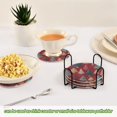 thumbnail image 5 of 6 Pcs Drink Coasters with Holder 3.94in Woven Coasters for Drinks Stylized Christmas Trees Coaster Set for Protection Table, 5 of 7
