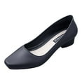 thumbnail image 6 of Dakaela Women Mary Jane Shoes Low Chunky Heel Dress Loafers Square Toe Nurse Work Walking Flats Black 6.5, 6 of 7
