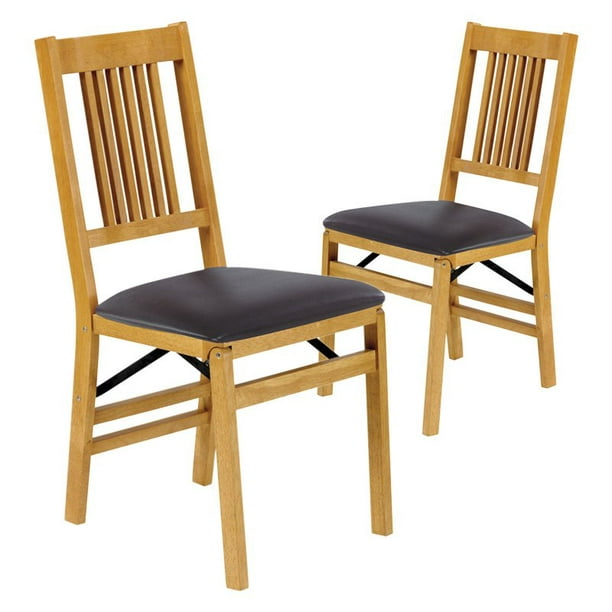 Stakmore True Mission Upholstered, Folding Wooden Dining Chairs Padded Uk