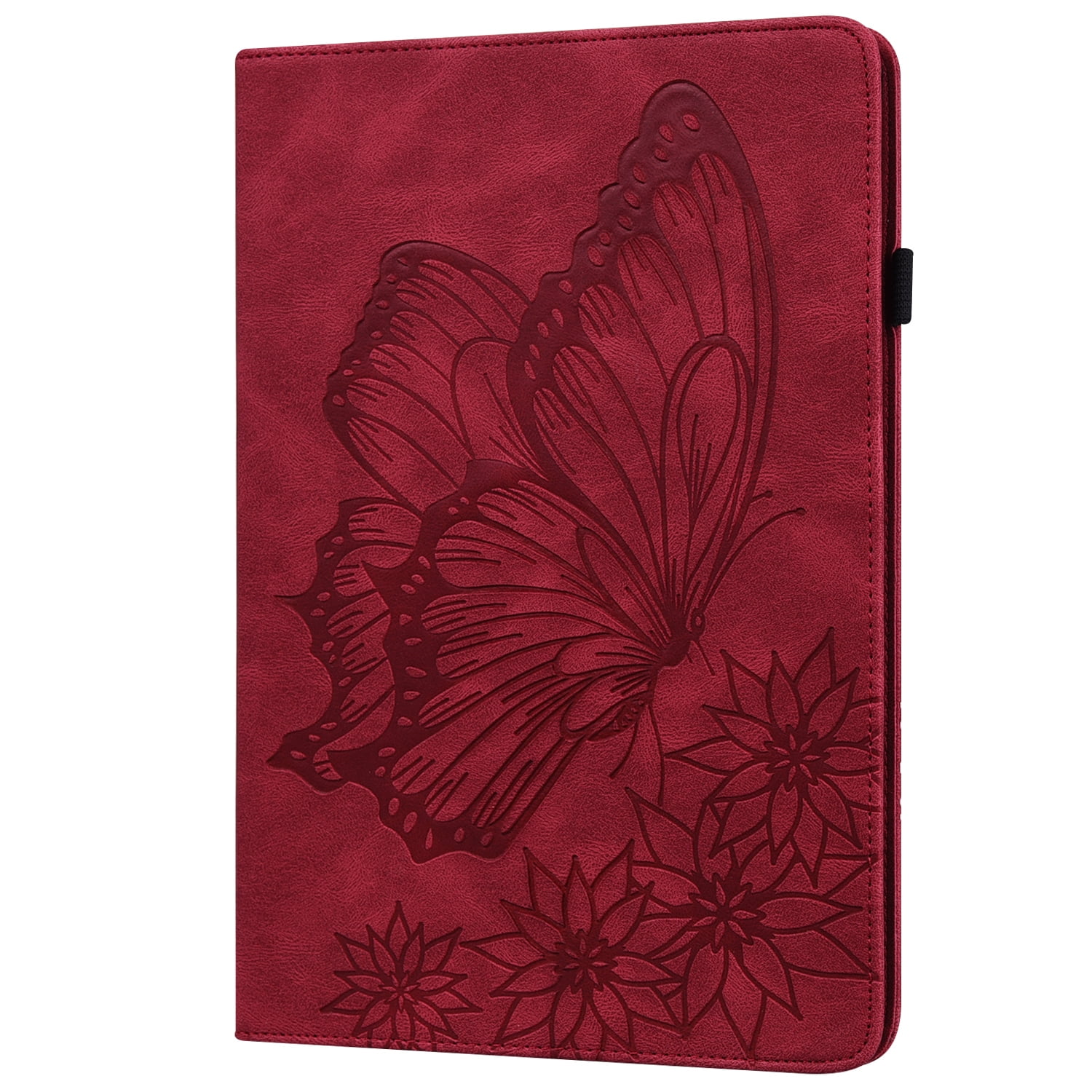 Allytechgroup iPad Pro 13 Case Cover, Stylish Big Butterfly Design PU Leather Smart Cover Auto Sleep Wake Pencil Holder Flip Stand Shockproof Bumper Case for Apple iPad Pro 13" 2024 M4, Red