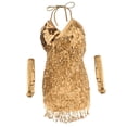 thumbnail image 4 of Vestido de baile de salón jinwen con flecos y lentejuelas brillantes para mujer Oro, 4 of 8
