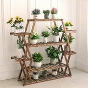 Large Pine Wood Plant Stand Indoor Outdoor Garden Flower Shelf 8 Tiers for Multiple Pots
