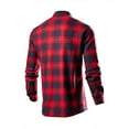 thumbnail image 4 of PEASKJP Mens Shirts Men's Slim-Fit Long-Sleeve Button Down Plaid Flannel Shirt,Red XXXXL, 4 of 5