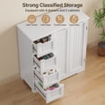 thumbnail image 3 of Asofer 33.5" H Pantry Cabinet, Freestanding Floor Cupboard with Adjustable Shelves, 4 Doors for Kitchen, Living Room, White, 3 of 6