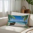 thumbnail image 3 of Ocean Beach Queen Size Pillow Cover, Pillowcase Protectors with Zipper, Breathable Decorative Throw Pillow Case Cover, Blue Coastal Palm Tree Nautical Sailboat Pillow Shams for Couch Sofa 20x30Inch, 3 of 8