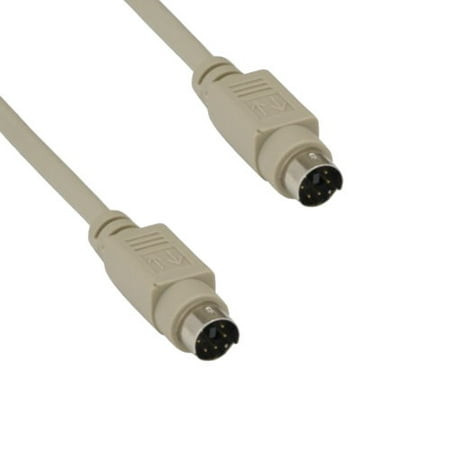 Kentek 6 Feet FT Mini DIN6 MDIN6 PS/2 Keyboard Mouse Cable Cord 28 AWG Molded 6 Pin Male to Male M/M for PC Mac
