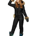 thumbnail image 2 of haxmnou womens winter onesies ski jumpsuits outdoor sports waterproof snowsuit removable collar coat jumpsuit black s, 2 of 9