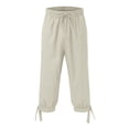 thumbnail image 2 of Men'S Cropped Pants Calf Pants Gothic Dressy Trousers Light Yellow L, 2 of 3