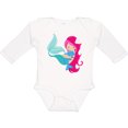 thumbnail image 3 of Inktastic Mermaid And Dolphin, Mermaid With Pink Hair Girls Long Sleeve Baby Bodysuit, 3 of 5