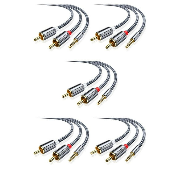Bearachild RCA Cable de Audio Jack 3,5 a 2 RCA Cable 3,5mm Jack a 2RCA Splitter Cable para TV PC amplificadores DVD Cable de altavoz Type5 NO5