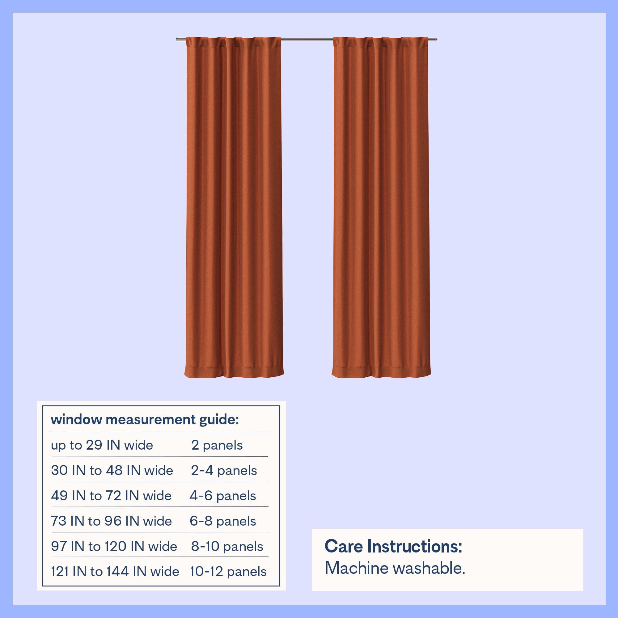 Mainstays Kids Orange Solid Blackout Rod Pocket with Back Tabs Curtain Panel Pair, Set of 2, 30" W x 95" L