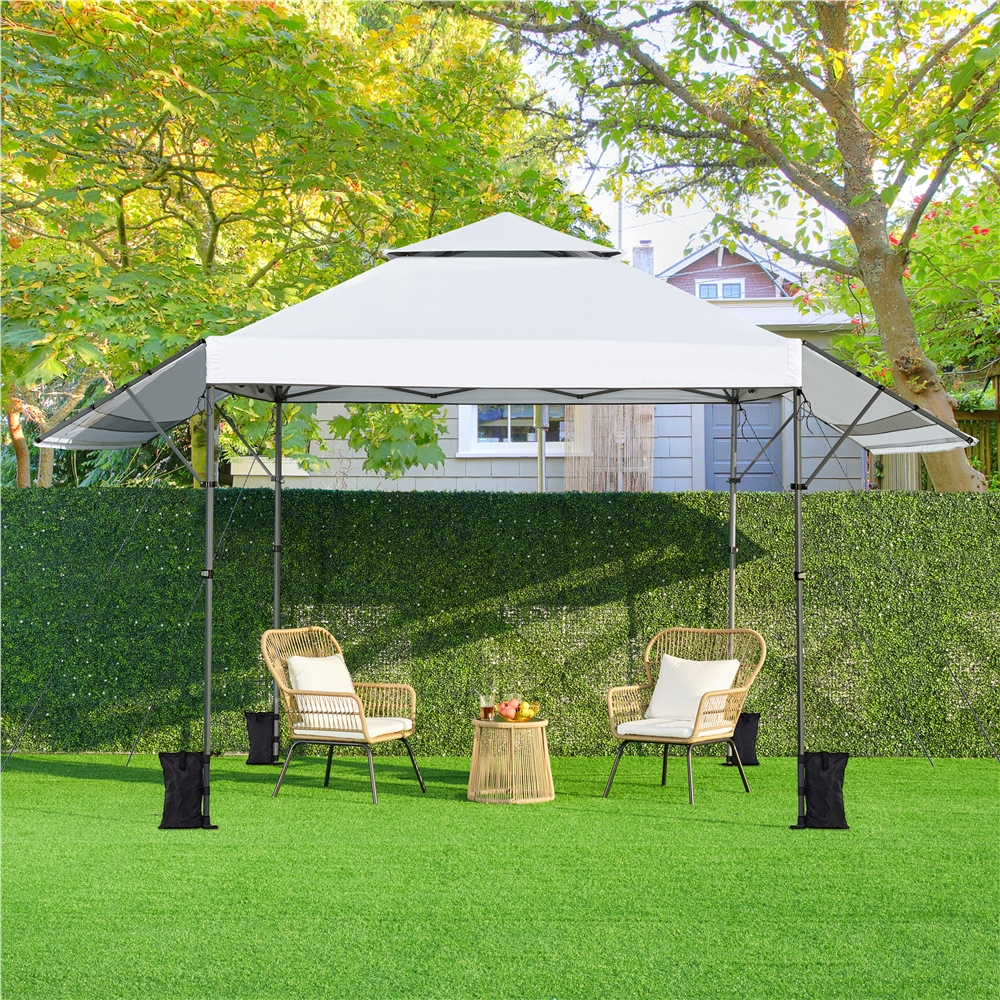Renwick 10×17ft Pop-up Canopy Tent with Side Awnings, White