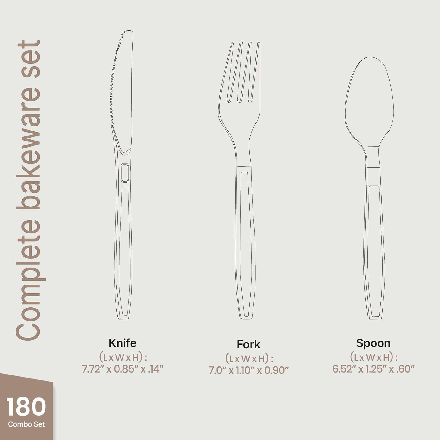 Disposable Cutlery Set, 180-Piece Heavy Duty Plastic Forks, Knives & Spoons, Heat-Resistant, Reusable Clear Silverware