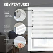 CHICOLOGY Zebra Roller Shades | Room Darkening | Artic White |23W X 72H| Dual Layer Light Filtering Blinds | Cordless Window Shades for Home & Office | Easy Install