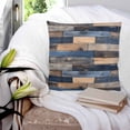 thumbnail image 4 of Navy Blue Brown Wood Throw Pillow Covers, Soft Pillowcases with Invisible Zipper, Farmhouse Vintage Wooden Decorative Square Pillow Cushion Covers for Living Room Couch Sofa Bed 24x24 Inches, 4 of 8