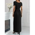 thumbnail image 3 of Women's Short/Long Sleeve Loose Plain Long Maxi Casual Dresses with Pockets, 3 of 5