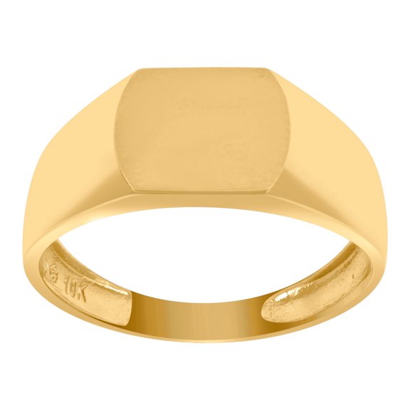 10k Yellow Gold Mens Signet Fashion Ring 8.3x8.3mm Wide Ring for Men - 2.6 Grams