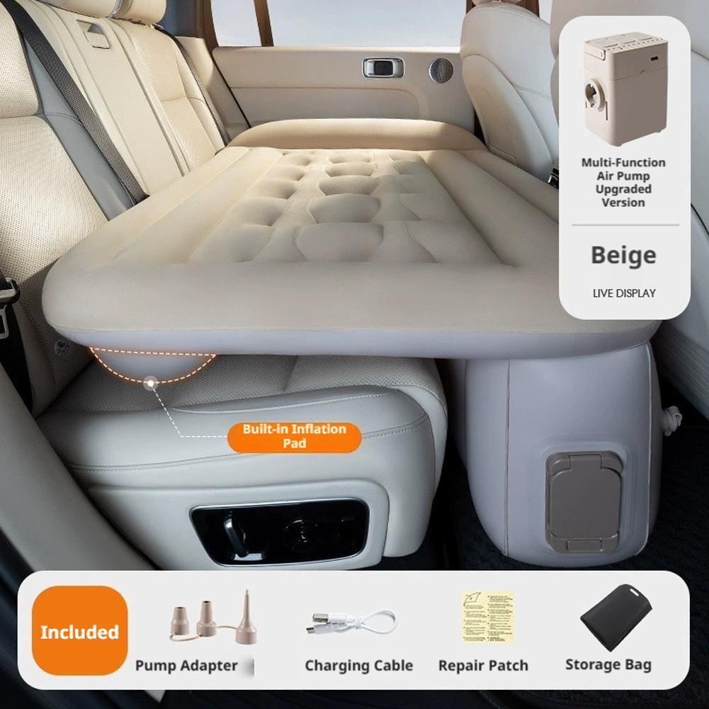 Inflatable Car Mattress for Back Seat, SUV Trunk Travel Bed with Built-in Pump, Portable Camping Sleeping Pad for Road Trips, Outdoor Adventures