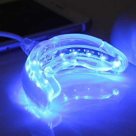  10 LED bleue Blanchiment des dents d'accélérateur léger avec la bouche Plateau pour Iphone Android USB le travail avec les d