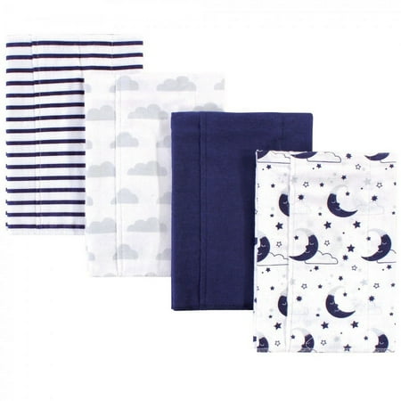 UPC: 0660168560770 | Hudson Baby Infant Cotton Flannel Burp Cloths 4pk  Moon  One Size