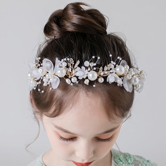 Milisten 1 Set Elegant White Curved Floral Headpiece for Girls Wedding Accessories 3.9In Wide