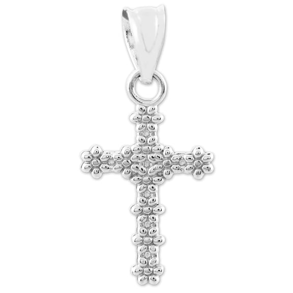 WHITE GOLD FLORAL CROSS CHARM PENDANT NECKLACE :  14K  Pendant with 22" chain