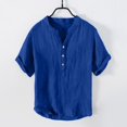 thumbnail image 2 of Migroa Men's Fashion Shirt Casual Beach T-Shirts Solid Tops Shirts for Men 3/4 Sleeve Regular-Fit Henley T-Shirt Summer Lightweight Beach Yoga Tops Blue L, 2 of 5