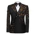 thumbnail image 4 of Beauty-Emily Men's Gold Foil Print Double-Breasted Suit Set – Slim Fit Two-Piece Blazer & Pants, Luxury Metallic Accent Formal Suit for Party, Wedding & Prom, 4 of 8