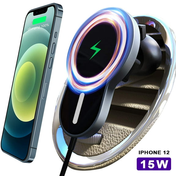 15W Magnetic Wireless Car Charger Mount for iPhone 12/12 Pro/ 12 Mini/ 12 Pro Max, Fast Charging Auto-Alignment Air Vent Car Holder Charger