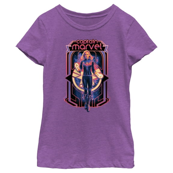 Girl's The Marvels Captain Marvel Portrait Graphic Tee Purple Berry Large