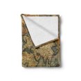 thumbnail image 2 of World Map Soft Flannel Fleece Throw Blanket, Old Chart Vintage Composition of 16th Century Atlas Print, Cozy Plush for Indoor and Outdoor Use, 50" x 60", Sand Brown Slate Blue, by Ambesonne, 2 of 6