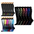 thumbnail image 4 of YAOBAMM Sports Compression Stockings 6 Pairs Unisex Compression Stockings High Elasticity Slip Striped Support Great Circulation Running Nursing Athletic, 4 of 7