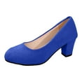 thumbnail image 4 of Women's Closed Toe Heel Suede Pumps Shoes Low Block Heel Round Toe Classic Office Casual Wedding Dress Shoes Blue Size 7.5, 4 of 7