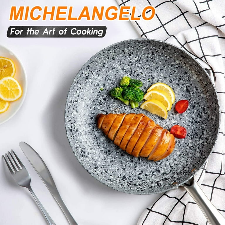 MICHELANGELO Pots and Pans Set 8 Piece, Cookware with Granite Coatings for  Super Nonstick Result, Essential Stone Utensil