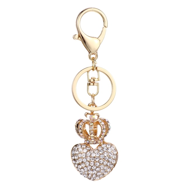 GOOHOCHY 1 llavero elegante de aleación con forma de corona y diamantes de imitación, colgante de metal para bolso o coche.
