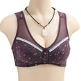 thumbnail image 4 of Mrat Clearance Bras for Women Wireless Embroidered Comfortable Breathable Front Closure Bras for Seniors Push up Bralette Bralette for Female Push up Bra Underwear Purple_E 38, 4 of 4