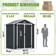 6×4.4ft shed & Outdoor Storage, Enyopro All-Weather Outdoor Sheds with Floor, Large Tool Plastic Resin shed with Double Lockable Door, Bike Storage Building shed with Window for Garden Lawn Patio