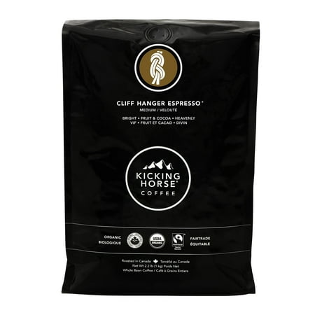 Kicking Horse Coffee, Cliff Hanger Espresso, Medium Roast, Whole Bean, 2.2 lb - Certified Organic, Fairtrade, Kosher Coffee Cliff Hanger Espresso - Medium