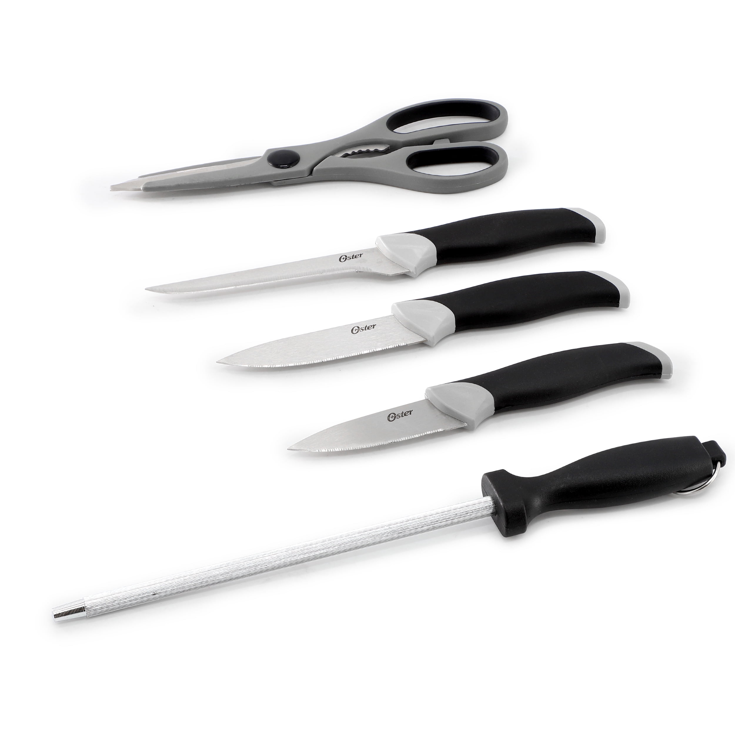 Oster Lindbergh 22 Piece Stainless Steel Cutlery Set with Storage Block in Black