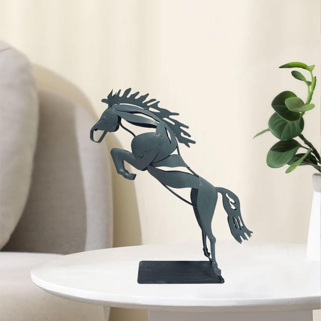 Estatua de caballo corriendo, estatua de caballo galopante, arte de mesa, adorno de caballo de pie exitoso para decoración de estantería de baño