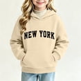 thumbnail image 2 of Amidoa Girls Graphic Hoodie Pullover Hooded Sweatshirt Fleece Oversized Kids Cute Hoodies With Pocket Beige Size 7-8Years, 2 of 6
