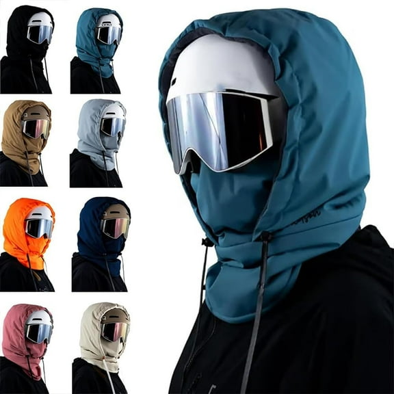 Agriculturi Waterproof Fleece-Lined Hood W/Drawstr for Snowboarding Balaclava Winter Ski Cycling Face Mask Men Women