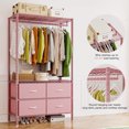 thumbnail image 4 of 71" H Clothes Rack with Fabric Drawers, Freestanding Garment Rack with Metal Wire Shelf, Pink, 4 of 8