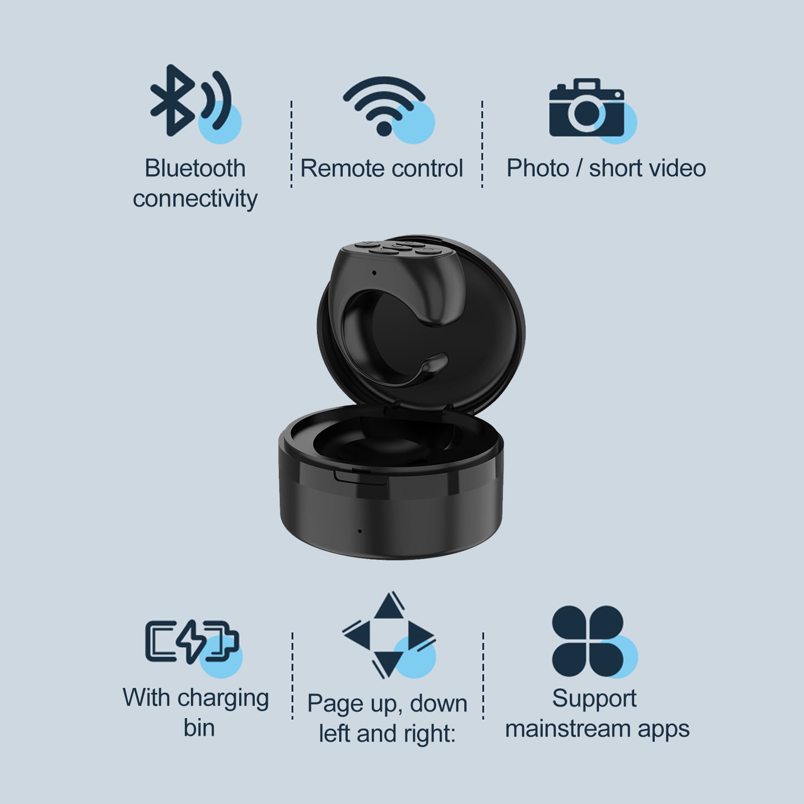  Vekesen TikTok Scrolling Ring TIK Tok Bluetooth Ring Remote  Page Turner clicker for iPhone iPad Camera Wireless Remote Shutter Selfie  Button (D01, Black) : Electronics