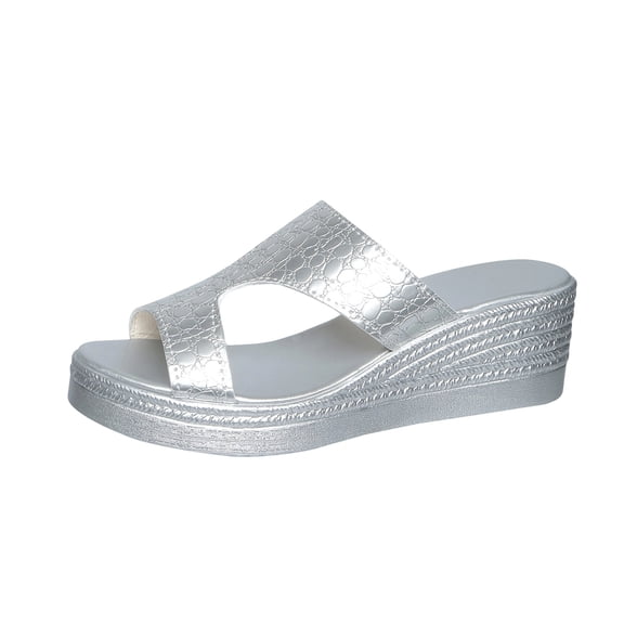 ShiShine Wedges Sandals for Women Backless Slip On Open Toe Dressy Shoes Summer Casual Slides Heeled Sandals