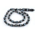 thumbnail image 3 of 33  Blue Mosaic Inlaid Ebony Arabian Prayer Beads (14x9mm), Islamic Tasbih, Ramadan Gift, Quality Middle Eastern Beads - The Bead Chest, 3 of 4