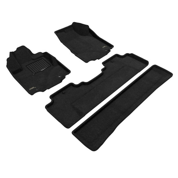 3D MAXpider Elegant Floor Mat (Black) Compatible with Honda Ridgeline 4DR 2006-2015 - Full Set